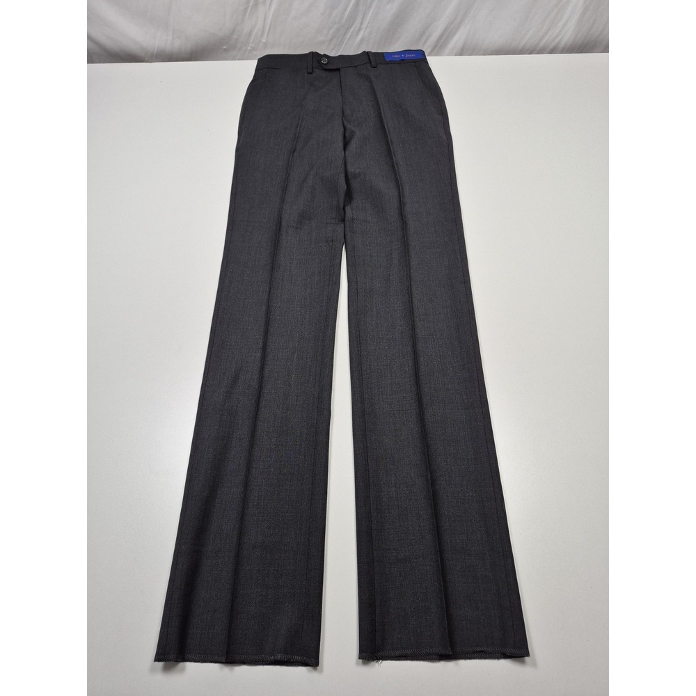 Giles & Jasper Dress Pants Mens 30x36 Gray Wool Stretch Flat Front Unhemmed NWT
